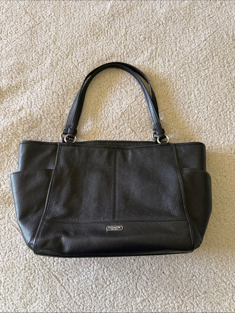 Coach Black Pebbled Leather Shoulder Tote